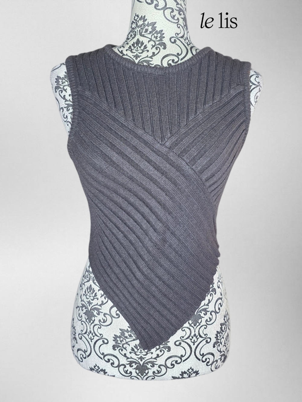 LE LIS Ribbed Asymmetric Sleeveless Sweater Top - Medium